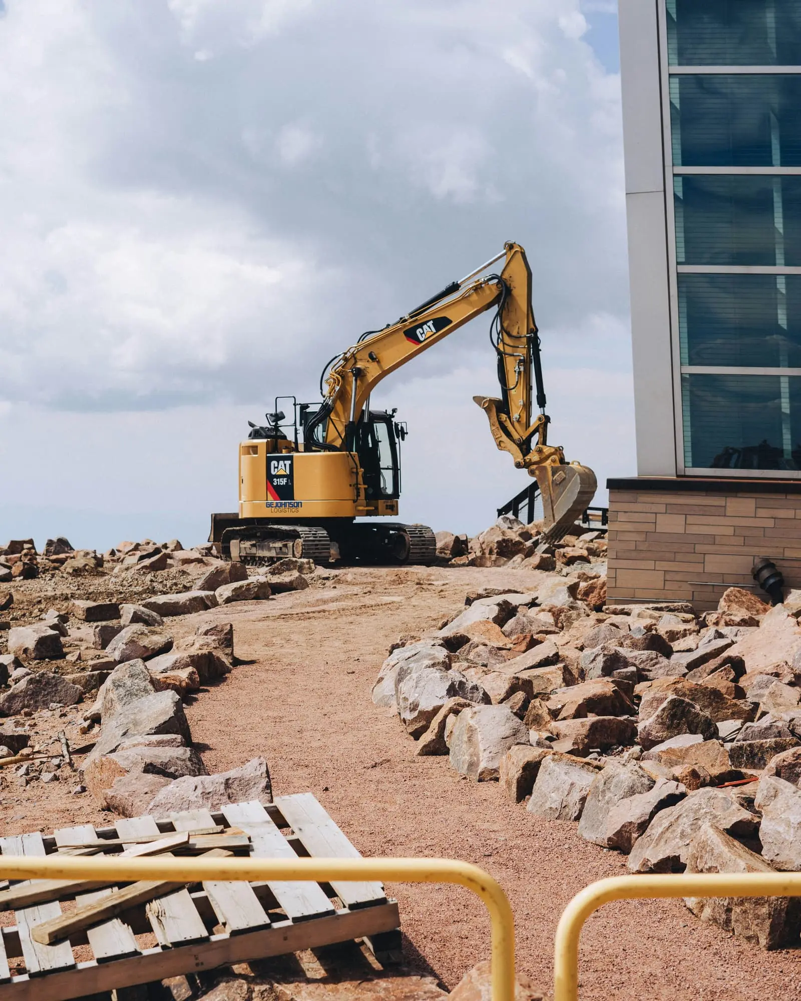 Construction vehicle working on a commercial building site